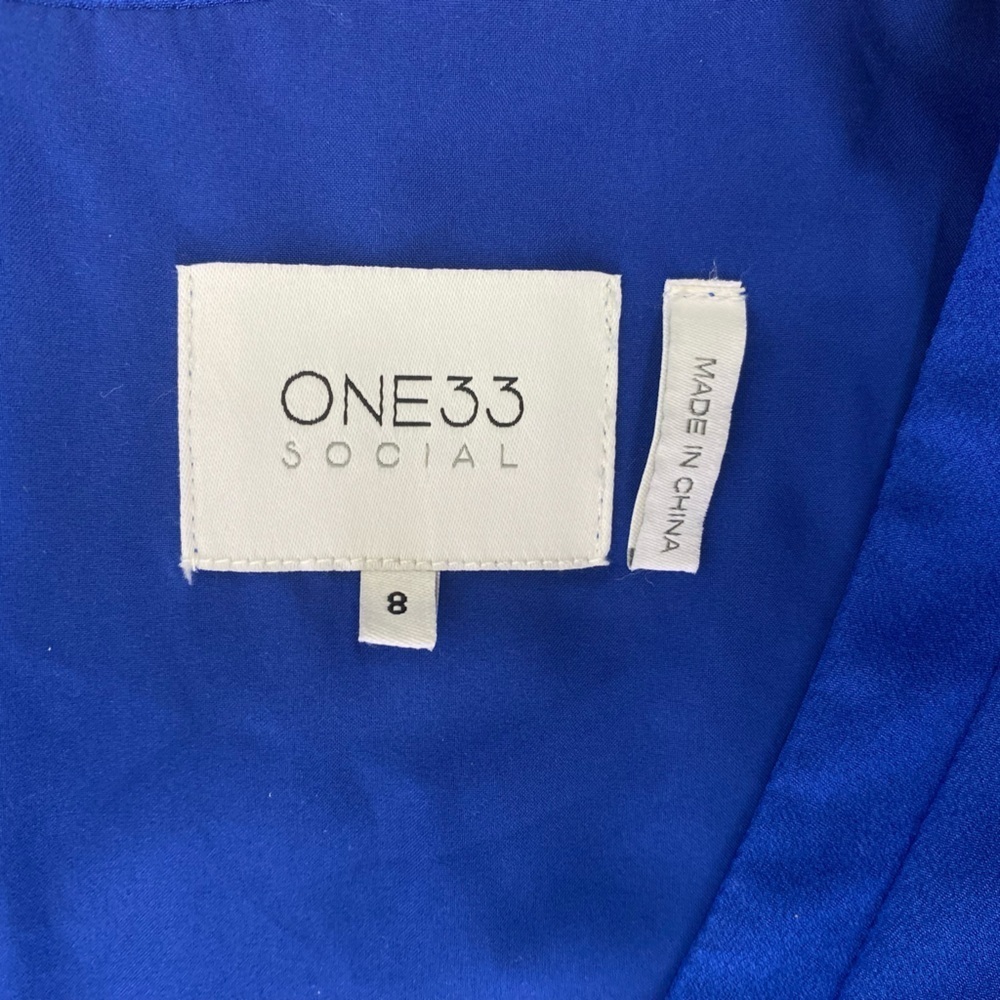 One33 Social Puff Sleeve Asymmetrical Side Drape Cocktail Dress - Picture 8 of 16